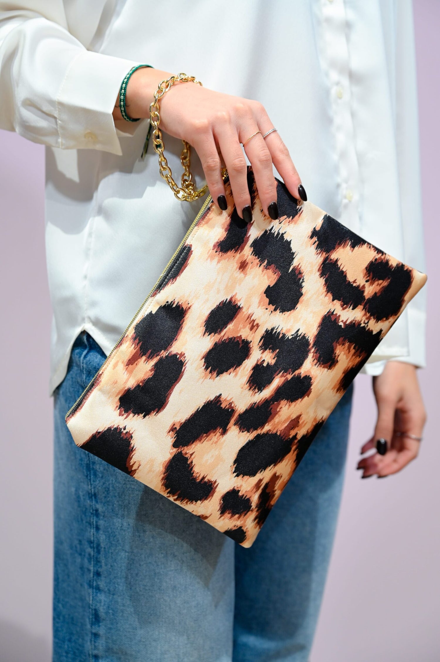 Pochette Leopardata con Catenella Dorata