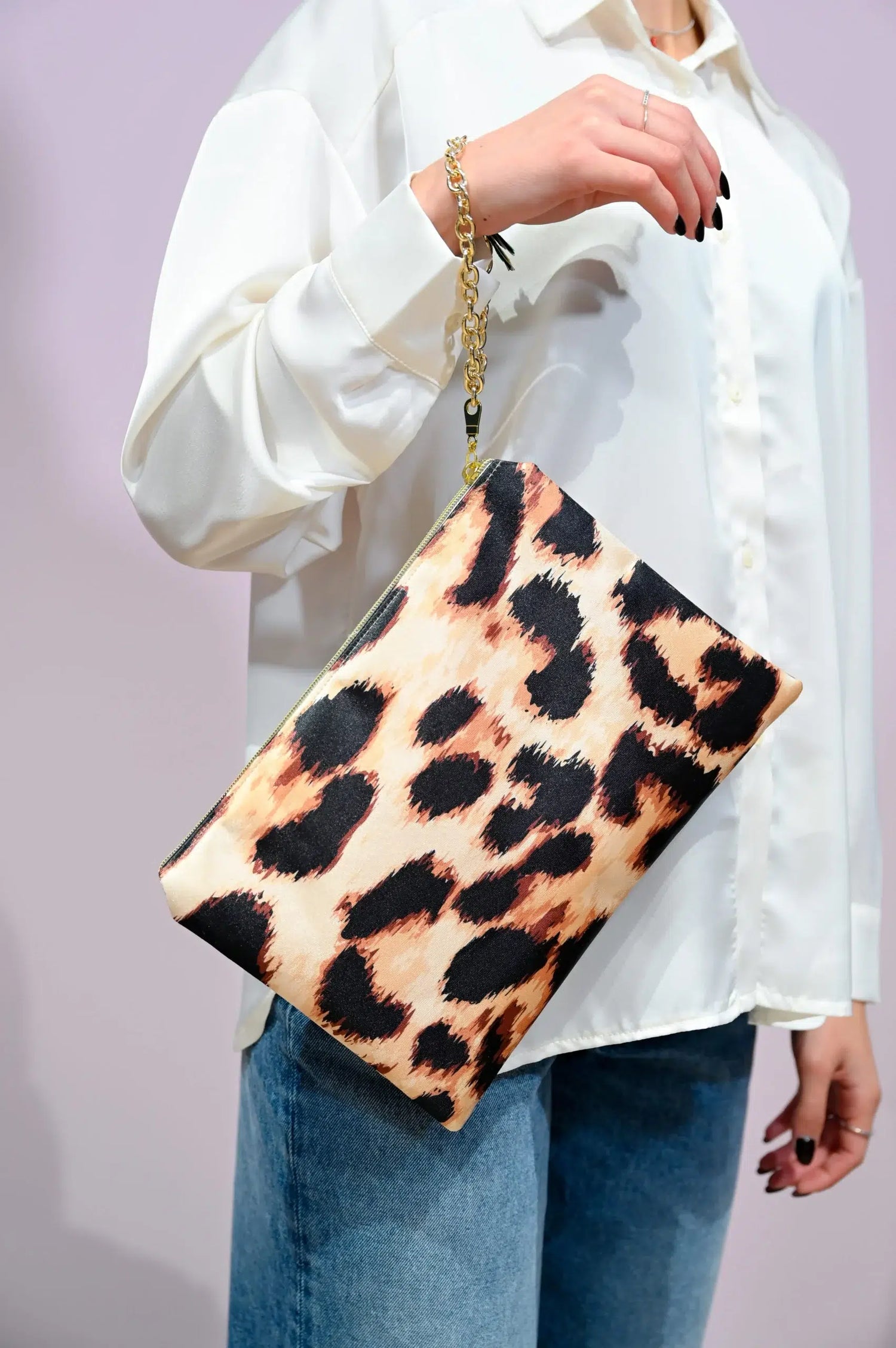 Pochette Leopardata con Catenella Dorata
