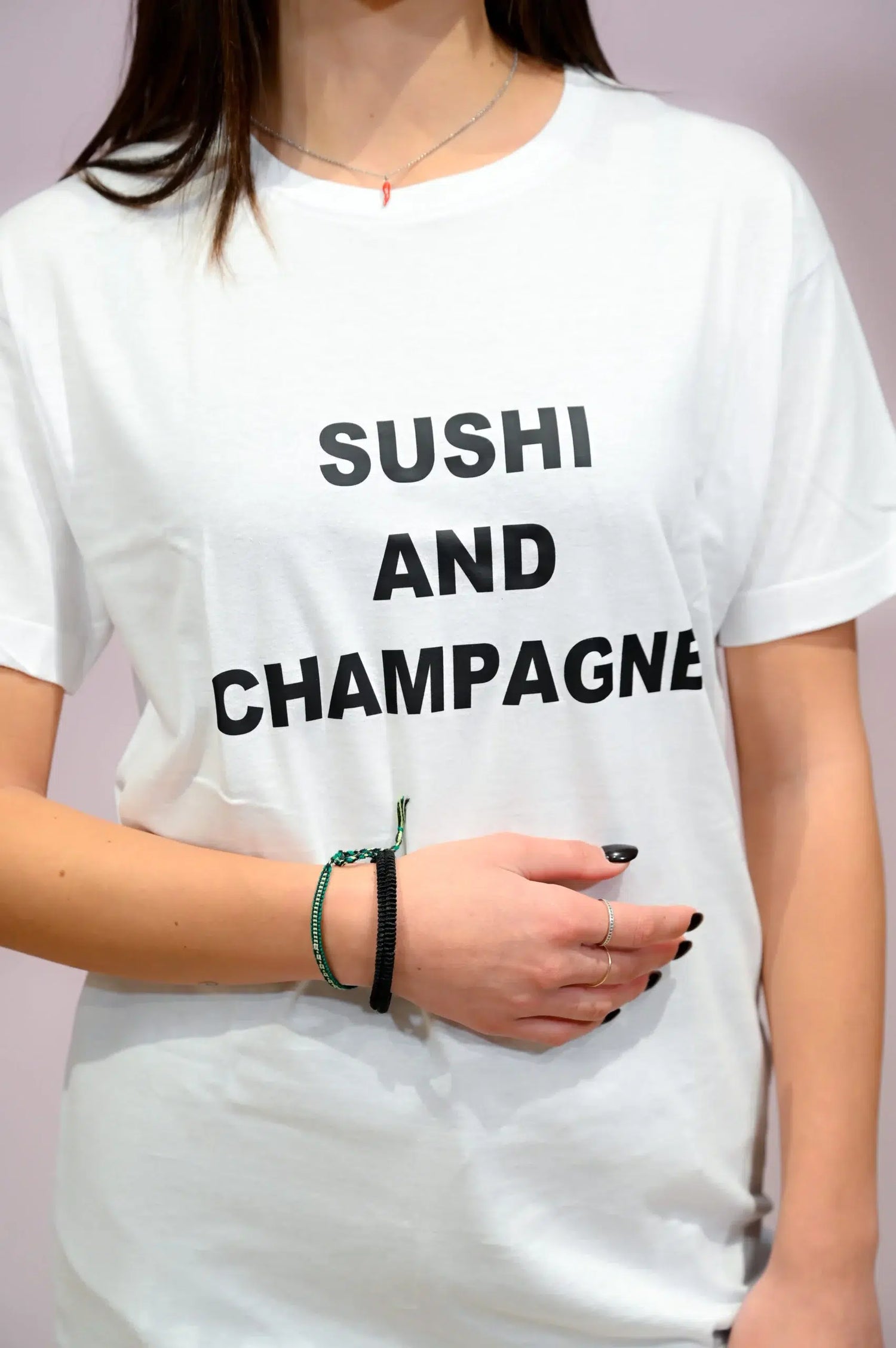 T-Shirt girocollo "Sushi and Champagne"