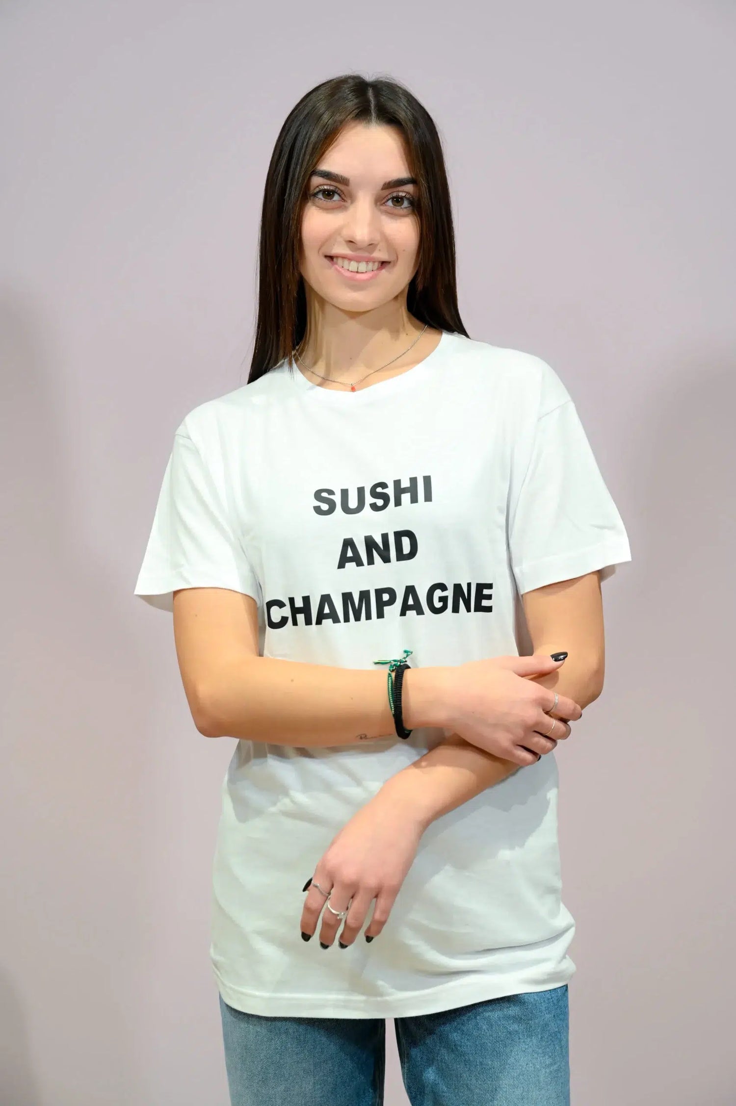 T-Shirt girocollo "Sushi and Champagne"