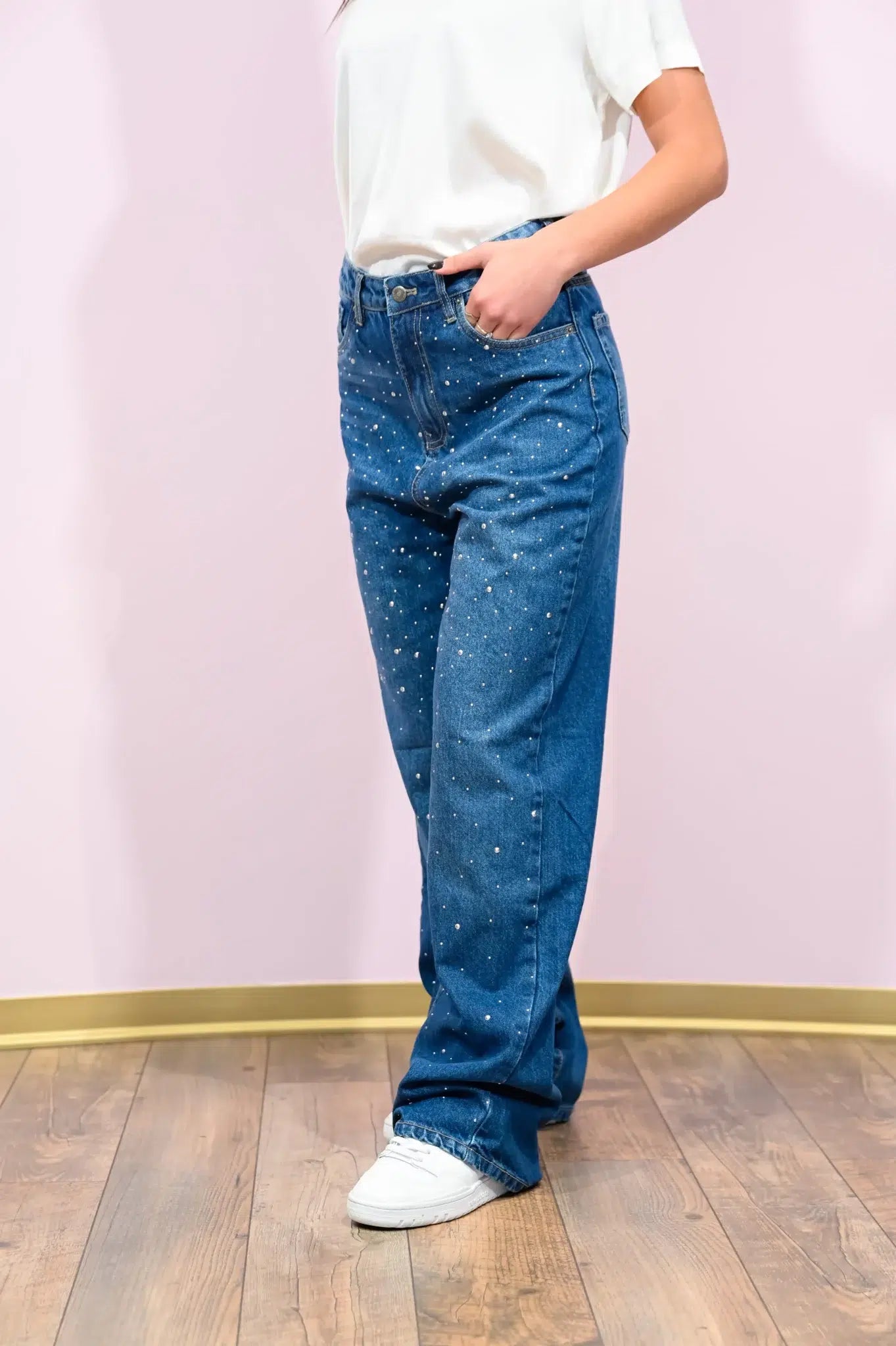 Jeans Jenny Woman Amish - Gamba Larga in Denim New Stone