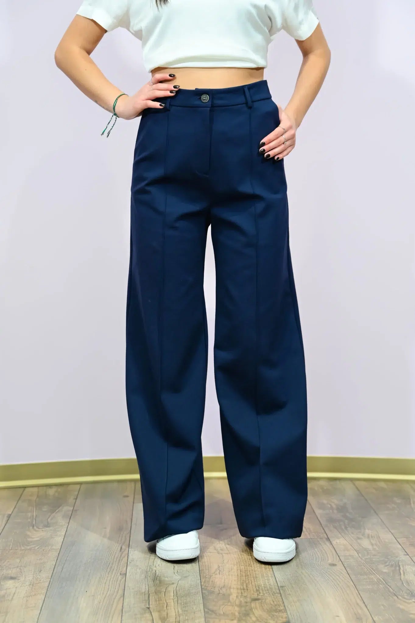 Pantalone Flare Paris - Eleganza Blu Navy a Vita Alta