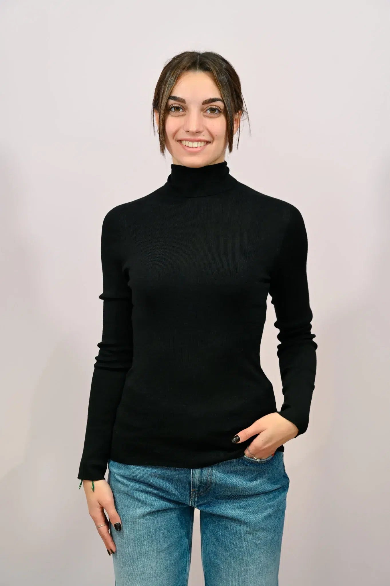 Lupetto in Filo Misto Lana Rue8squit Nero