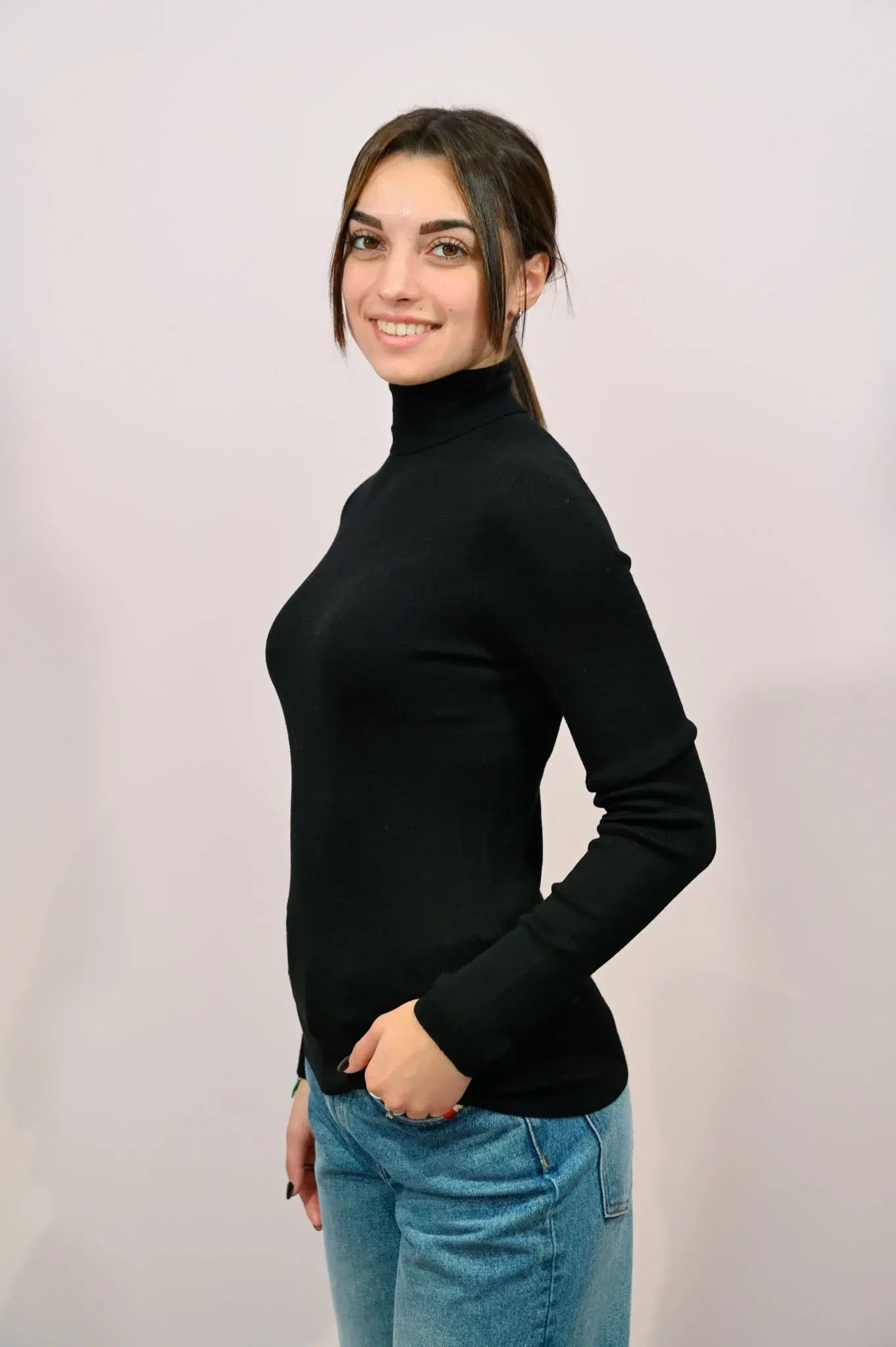 Lupetto in Filo Misto Lana Rue8squit Nero