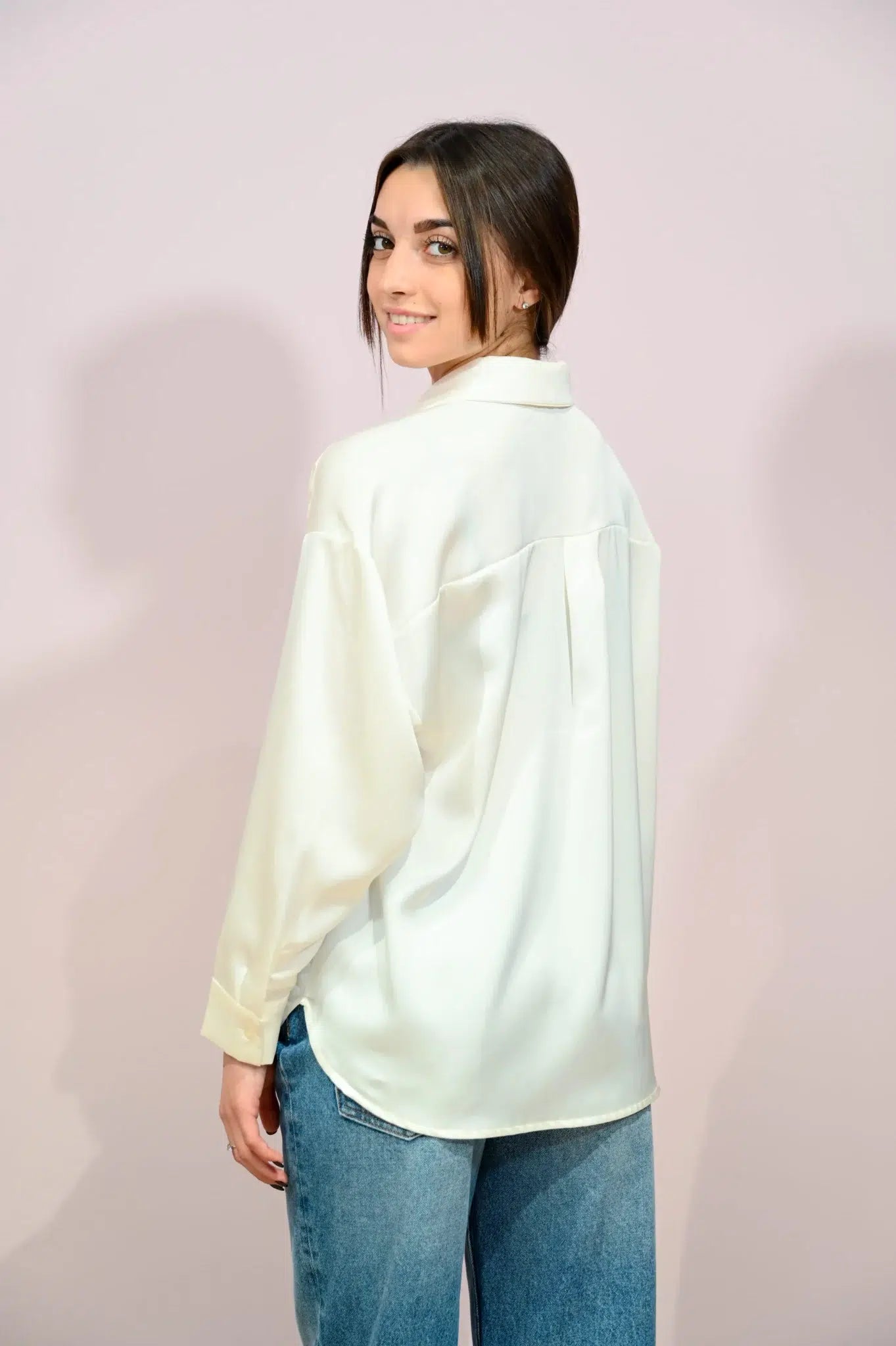 Camicia Raso Two Way in Bianco Latte