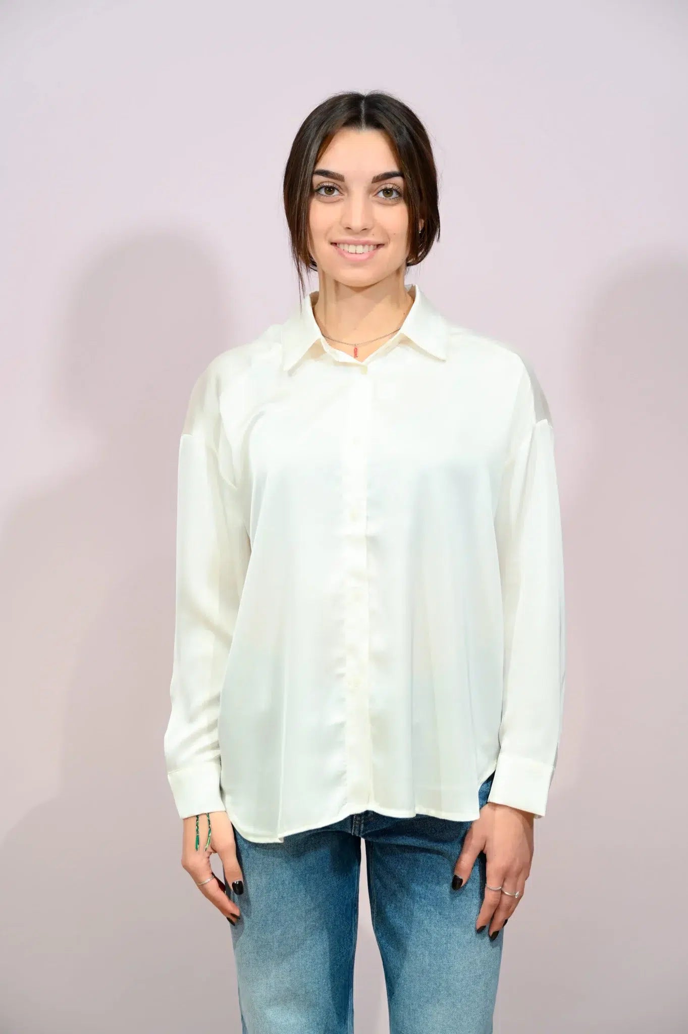 Camicia Raso Two Way in Bianco Latte