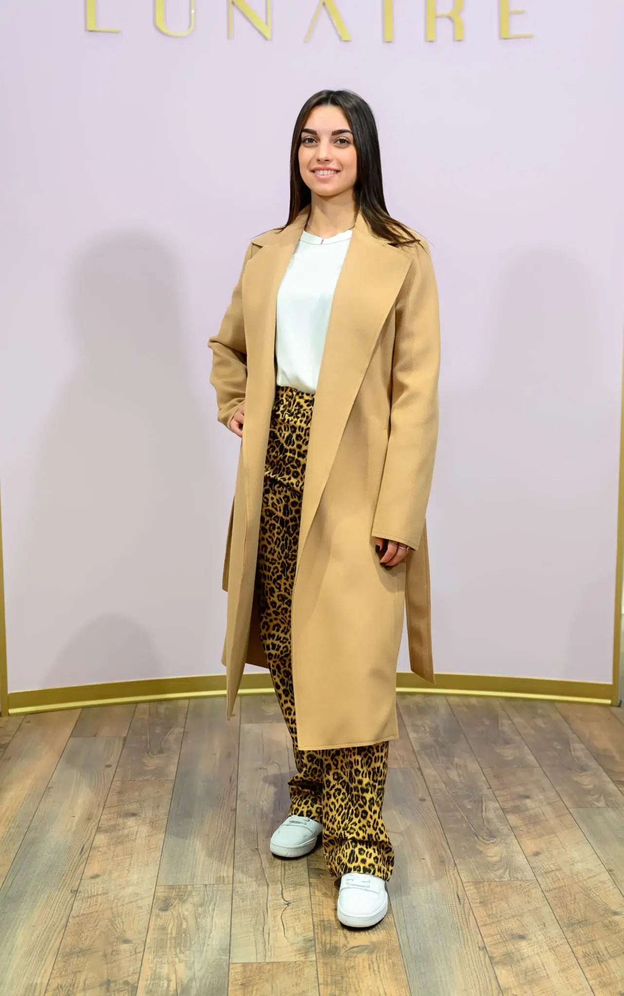 Cappotto con Cintura Two Way Camel